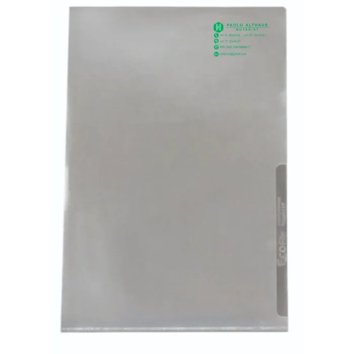 Sichthülle A4 mit grünem Abdruck Vier Design-Option