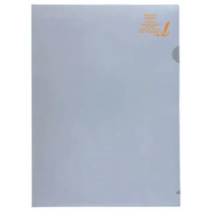 Sichthülle A4 mit orangefarbenem Abdruck Sieben Design-Option
